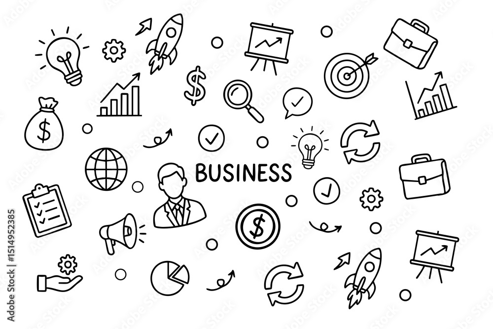 Naklejka premium Business element set, various types of business elements. Business set