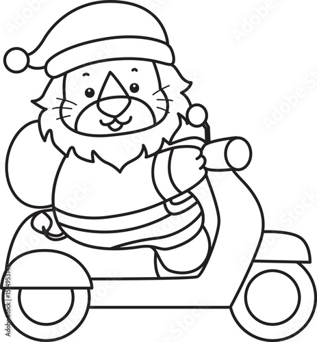 Outline of Cute Lion icon. Lineart of Funny baby Lion animal series stock illustration. life of fluffy Lion designs.