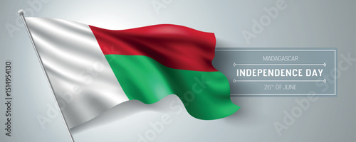 Madagascar happy independence day greeting card, banner vector illustration