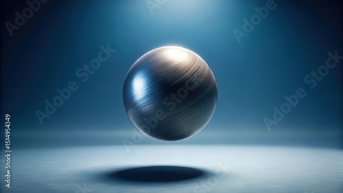 A weightless ball hovering in mid-air with a subtle curvature of space-time around it, levitation, space-time