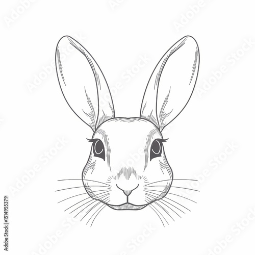 Cute Rabbit Portrait: Captivating close-up of a charming rabbit face, rendered in exquisite detail, capturing the essence of sweetness and gentle charm.