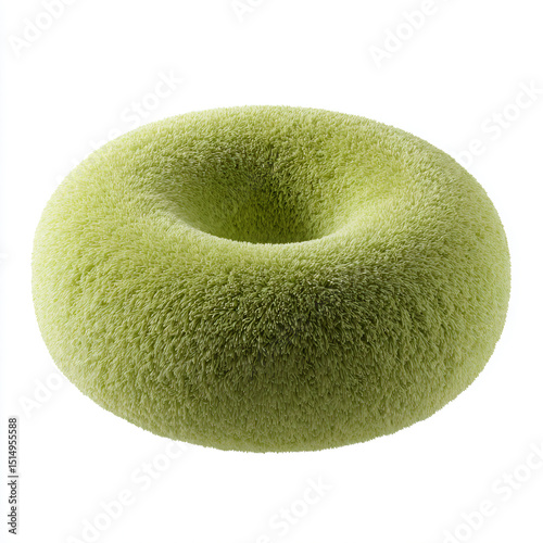 a green donut with a hole in the middle