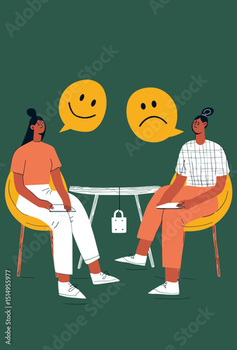 Therapy Session: The atmosphere of understanding during a therapeutic session is palpable as patient and therapist engage in emotive dialogue amidst a secure setting.