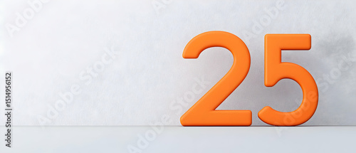 Orange Number 25 On White Textured Wall