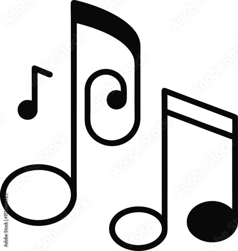 Music notes symbols, flat design vector illustrations