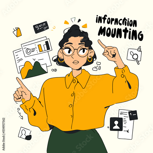 Information Mounting : An intellectual, glasses-wearing individual, a beacon of intellect, with a focused gaze, seemingly amidst the rapid ascent of information and data. 