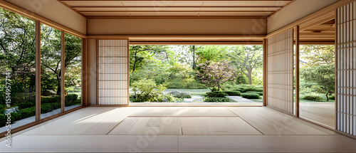Japanese Style Interior With Garden View