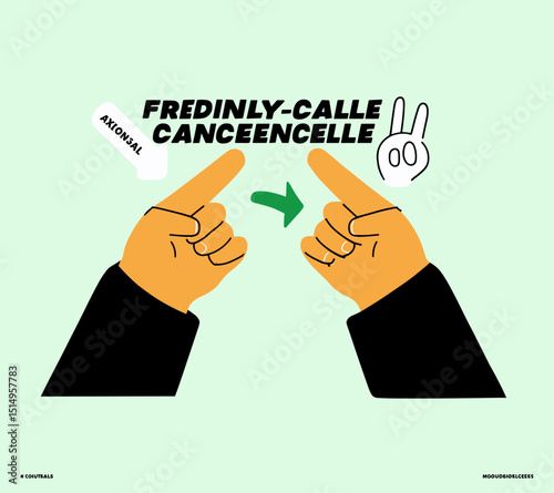 Hand Gesture Communication: A vibrant, modern illustration of hands using gestures to convey a message, with bold text and playful graphics.