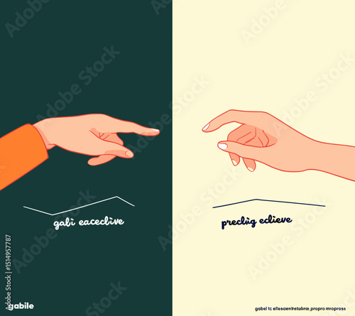 Two Hands Pointing: A thought-provoking illustration features two hands on contrasting backgrounds, each engaged in a different gesture, representing various concepts and ideas.