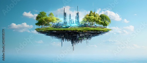 Floating Cityscape Island In The Sky