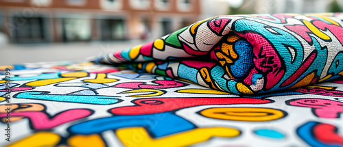Colorful Fabric Design With Multicolored Pattern