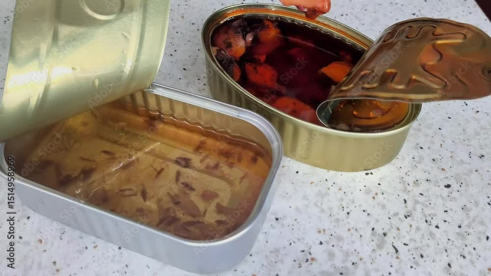 Latas de conservas comida rápida y saludable 