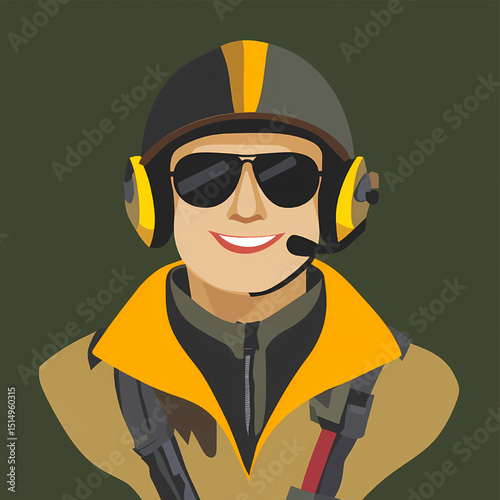 Pilot Portrait: A stylish pilot in a flight helmet, aviator sunglasses, and a focused expression.