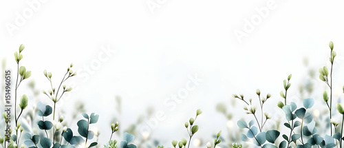 Delicate Light Blue Eucalyptus Floral Background