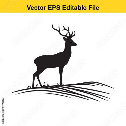 Whitetail Deer Line Art - Minimalist Western Sketch for Logo, Branding & Wall Decor