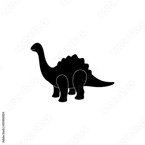 Dinosaur toy silhouette icon vector flat design.