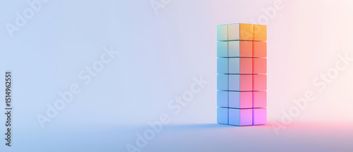 Abstract Geometric Composition Of Colorful Cubes In Pastel Colors