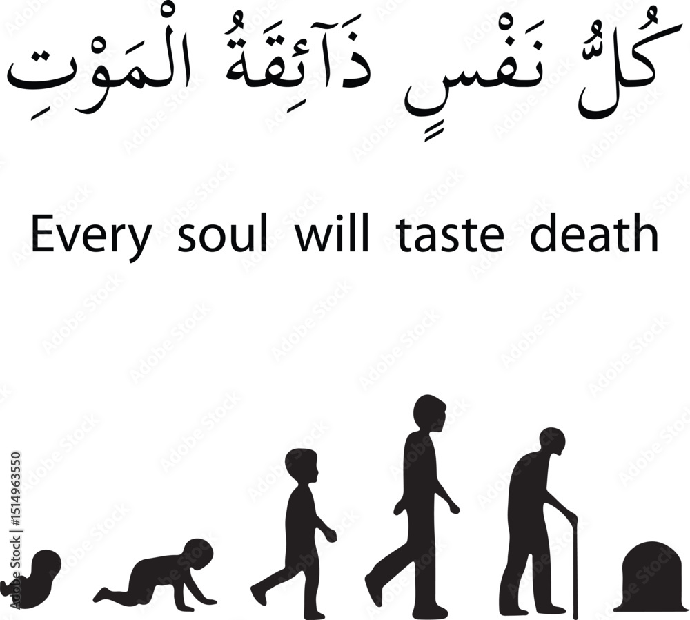 Every soul will taste death, kullu nafsin ja ikatul mauot, quran arabic Every soul will taste death, kullu nafsin ja ikatul mauot, quran arabic