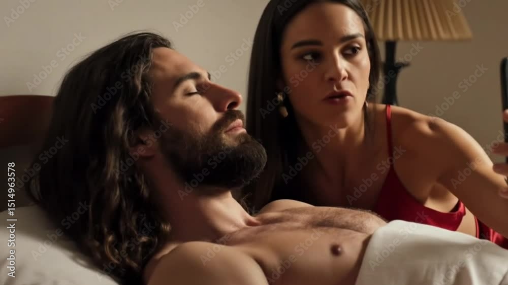 Blogger woman films her husband sleeping and talks to her followers