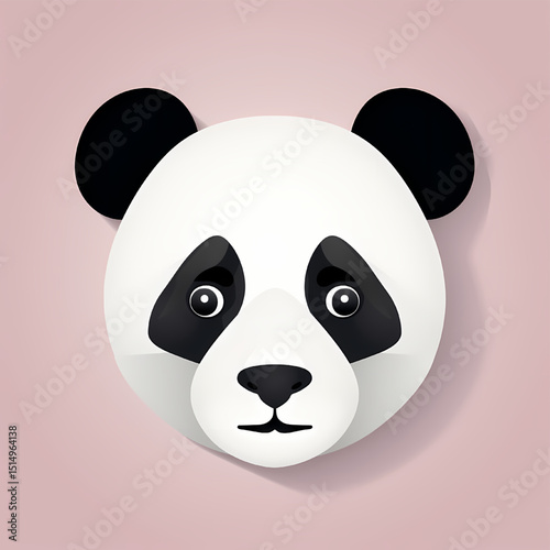 Playful Panda Portrait: A charming panda head, with distinctive black and white markings, set against a soft backdrop. This adorable close-up captures the panda's gentle nature and endearing gaze.