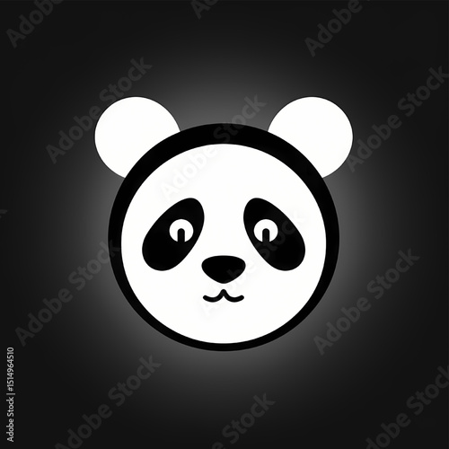 Panda's Playful Portrait: A delightful, minimalist illustration of a panda bear, showcasing its iconic black and white features with simplicity and charm. A timeless piece that radiates happiness.