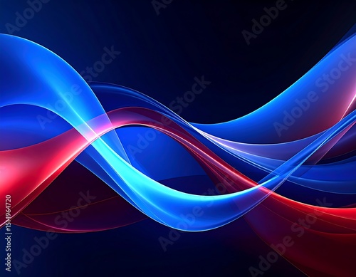 Abstract wavy lines of red and blue