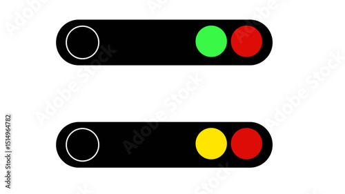 Status indicator showing the "ready" and "in progress" states. The ready state features a green circle while the in-progress state features a yellow circle.

