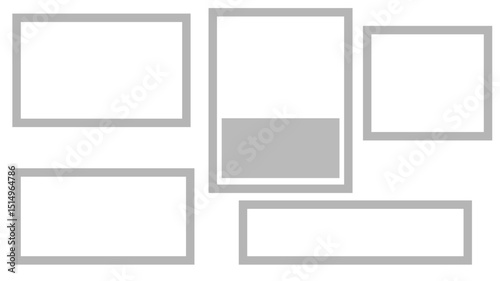 Five gray framed icons
