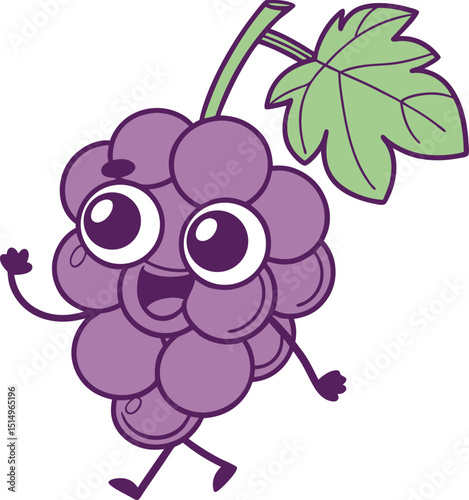 vector illustration of grapes with leaves