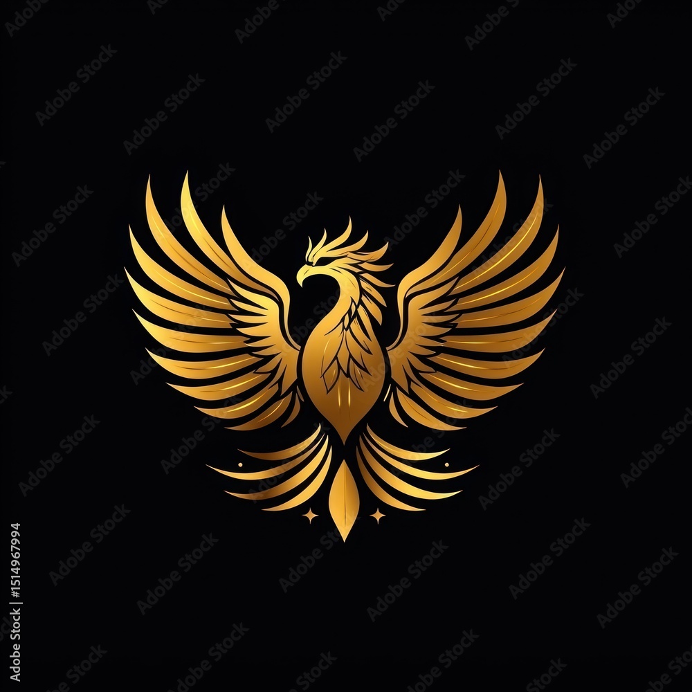 Fototapeta premium Golden Phoenix Emblem (3)