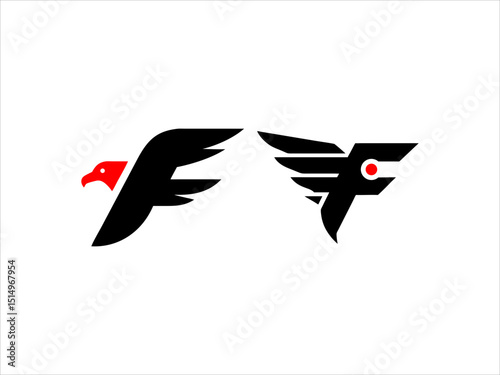 contrasting falcon bird logo facing each other.