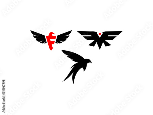 contrasting falcon bird logo facing each other.