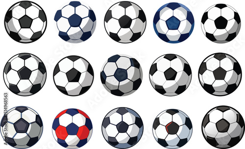 soccer ball, football ball set vector illustration