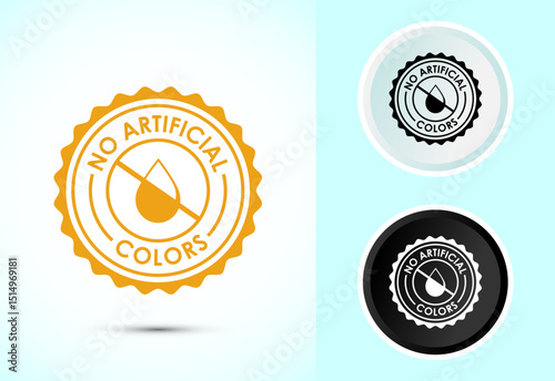 No artificial colors icon design illustration, Artificial color free badge label in color, black and white