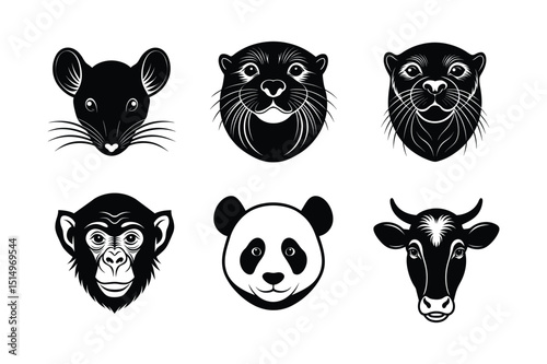 Set of animal silhouette vector