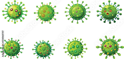 green virus image set vector illustration