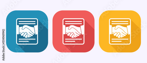 Agreement icon design illustration, Agreement sign symbol in shadow button design