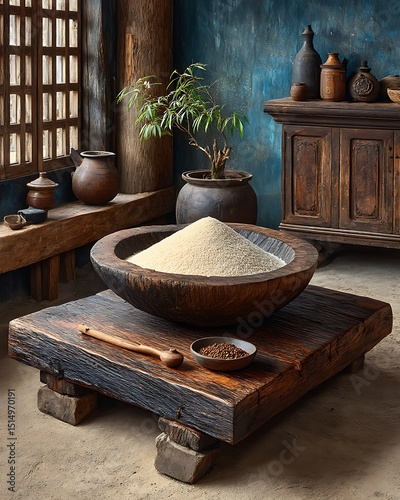 Interior shot of grain filled winnower high resolution picture