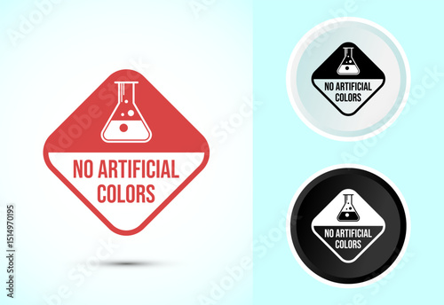 No artificial colors icon design illustration, Artificial color free badge label in color, black and white