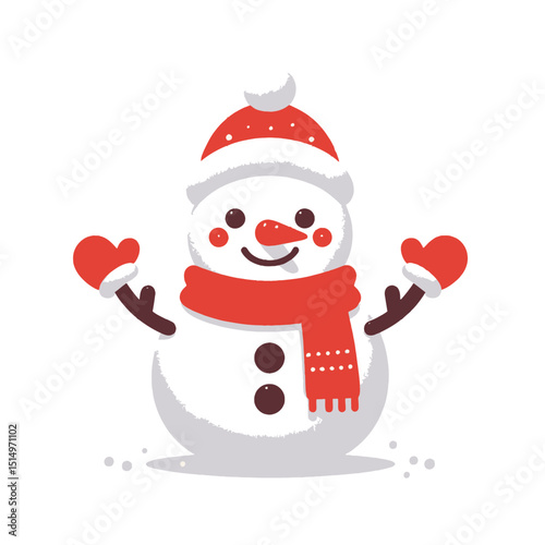 friendly cartoon snowman wearing a red hat, scarf, and mittens, with a carrot nose. Ideal for websites/blogs on winter, Christmas, holidays, children's activities, or seasonal themes.