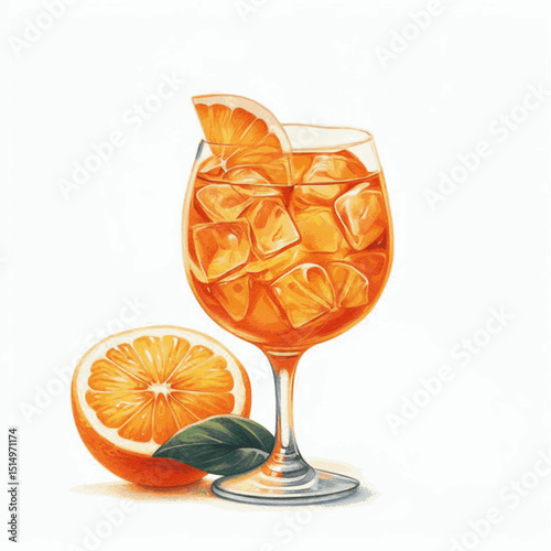 Sunlit aperol aperol spritz isolated watercolor vector illustration svg