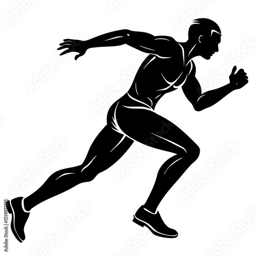 A silhoutee man running on white background
