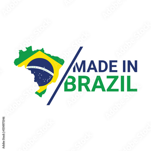 made in brazil sign logo vector design with brazil map element	