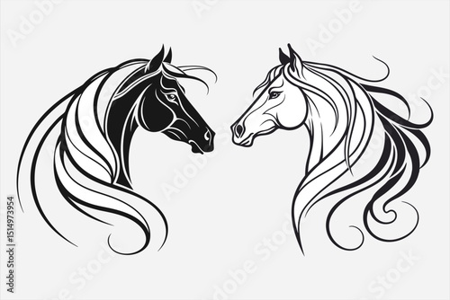 Horse beautiful silhouette head vector