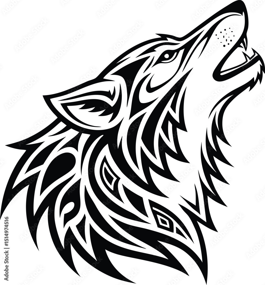 Fototapeta premium Fox head silhouette, sleek wild animal logo design.