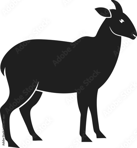 Black tahr silhouette wild animal goat mammal mountain isolated agile