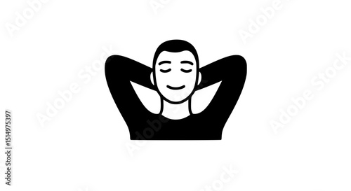 Man holding hands behind head minimalism icon