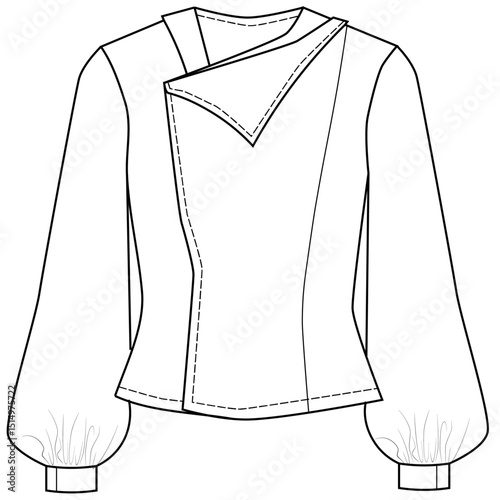 Asymetrical Jacket with Bishop Sleeve