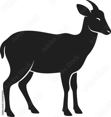 Black goral silhouette wild animal mountain goat agile isolated