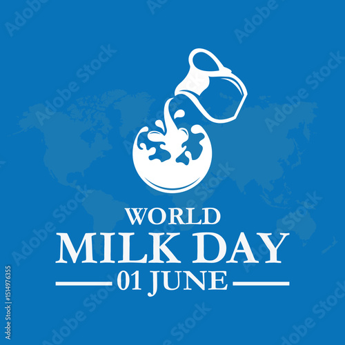 World Milk Day 1 June milk glass vector poster. World Milk Day logo icon design, vector illustration. World Milk Day Vector Illustration.